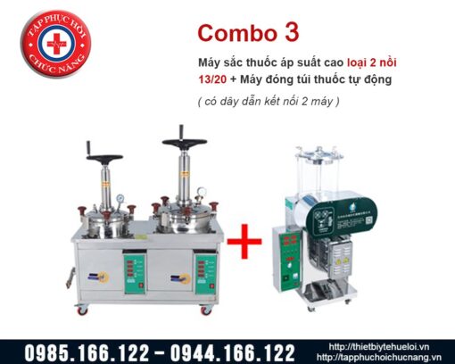 Máy sắc thuốc áp suất cao và máy đóng túi thuốc tự động
