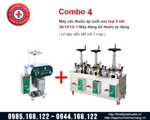 Máy sắc thuốc áp suất cao và máy đóng túi thuốc tự động