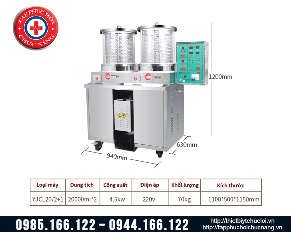 Máy sắc thuốc kèm đóng túi tự động loại 2 nồi cao cấp