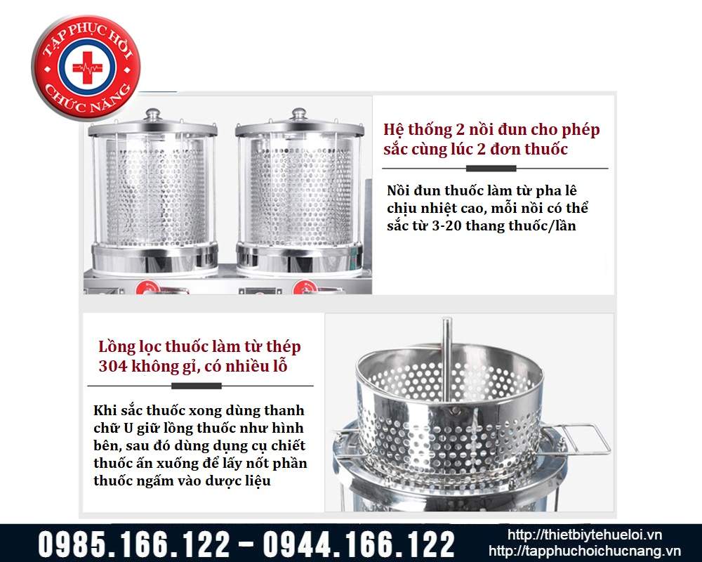 Máy sắc thuốc kèm đóng túi tự động loại 2 nồi cao cấp