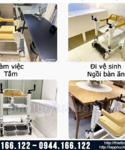 Xe lăn ghép mảnh có bô vệ sinh cho người bệnh