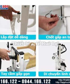 Xe lăn 2 cánh nâng hạ bằng pittong