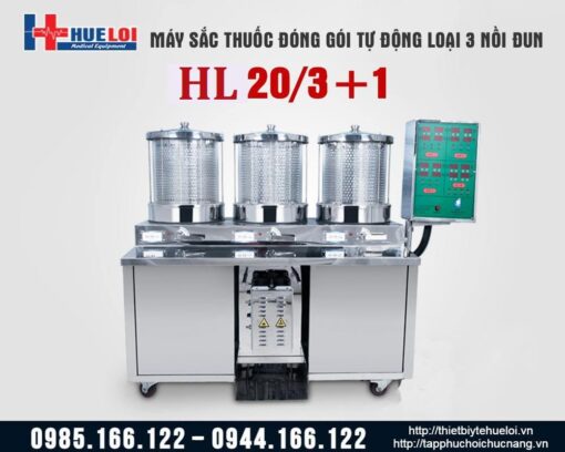 Máy sắc thuốc kèm đóng túi tự động 3 nồi đun YJC20/3+1